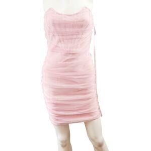 NWT Missguided Pink Organza Bandage Strapless Bandeau Corset Mini Dress - Size 6